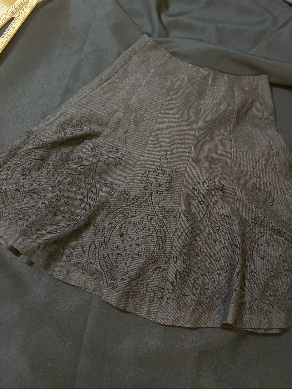 Covington Black Circle Skirt with Tonal Embroidered Border